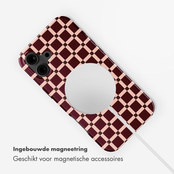 Selencia Vivid Backcover met MagSafe Apple iPhone 16 - Check This Burgundy