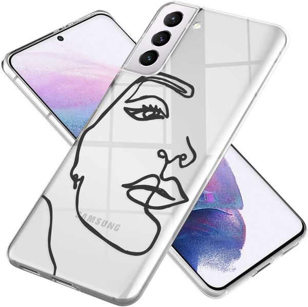 imoshion Design hoesje Galaxy S21 Plus - Abstract Gezicht - Zwart