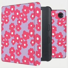 imoshion Design Slim Hard Case Sleepcover met stand Kobo Libra Colour - Dusty Rose Blossom