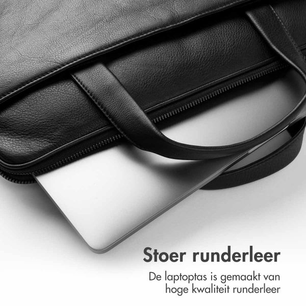 Accezz Leather Laptoptas 16 inch - Zwart