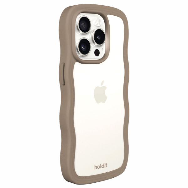 Holdit Wavy Case iPhone 15 Pro Max - Mocha Brown / Transparent