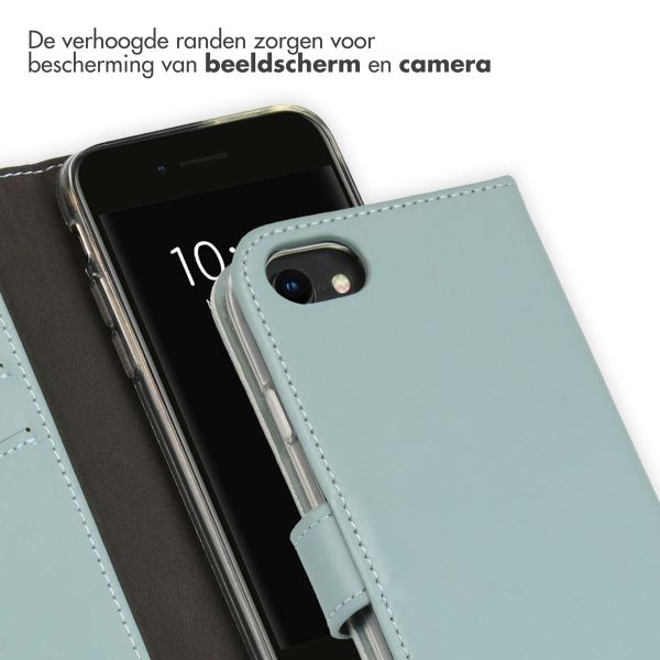 Selencia Echt Leren Bookcase Apple iPhone SE (2022 / 2020) / 8 / 7 / 6(s) - Air Blue