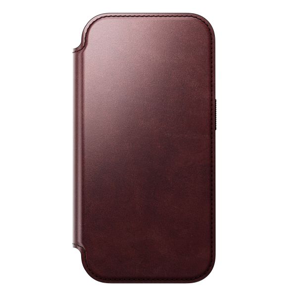 Nomad Modern Horween Leather Folio Bookcase met MagSafe Apple iPhone 17 Pro - Burgundy