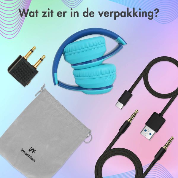 imoshion Draadloze Kinderkoptelefoon LED Light - Decibelbegrenzer - Met AUX kabel - Cobalt Blue / Soft Blue