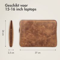 Accezz Leather Laptop hoes met rits 15-16 inch - Laptopsleeve - Cognac