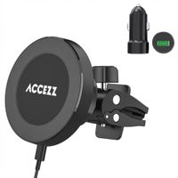 Accezz Telefoonhouder auto met Magsafe - Draadloze oplader - Ventilatierooster - Zwart