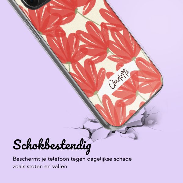 Gepersonaliseerd hoesje met bloemen iPhone 12 (Pro) - Transparant