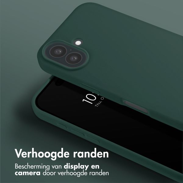 Selencia Siliconen hoesje met afneembaar koord iPhone 16 - Donkergroen