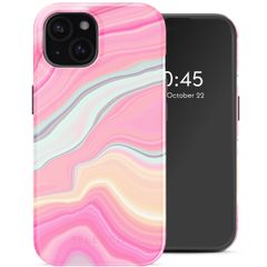 Selencia Vivid Tough Backcover met MagSafe iPhone 15 - Pastel Lipstick Marble