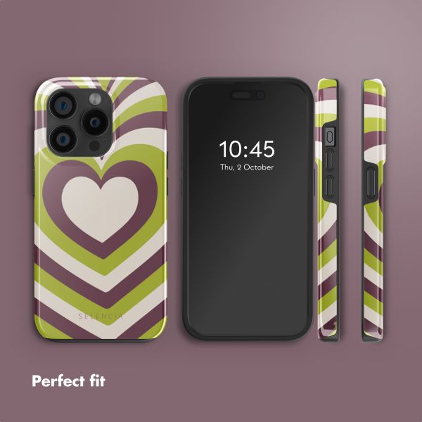 Selencia Vivid Back Cover with MagSafe Apple iPhone 15 Pro - Double Hearts Plum Fern