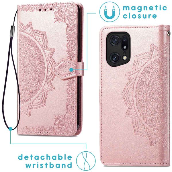 imoshion Mandala Bookcase Oppo Find X5 5G - Rosé Goud