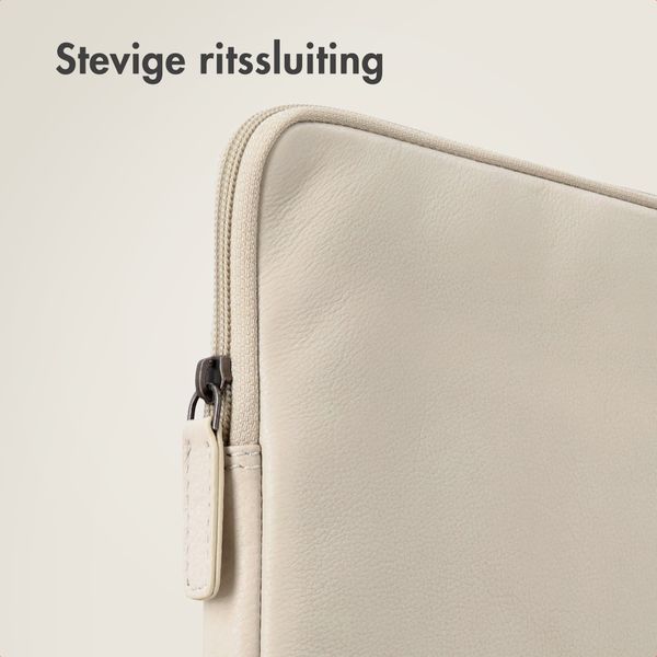 Accezz Leather Laptop hoes met rits 13-14 inch - Laptopsleeve - Beige