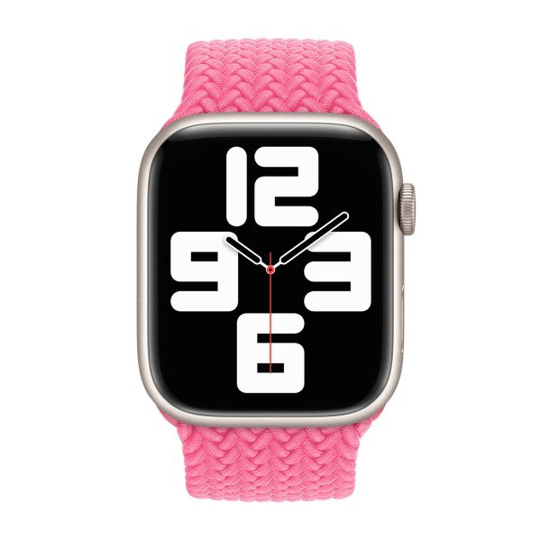 Apple Gevlochten solobandje Apple Watch | 44/45/46/49 mm - Maat 10 - Flamingo
