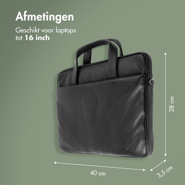 Accezz Leather Laptoptas 16 inch - Zwart