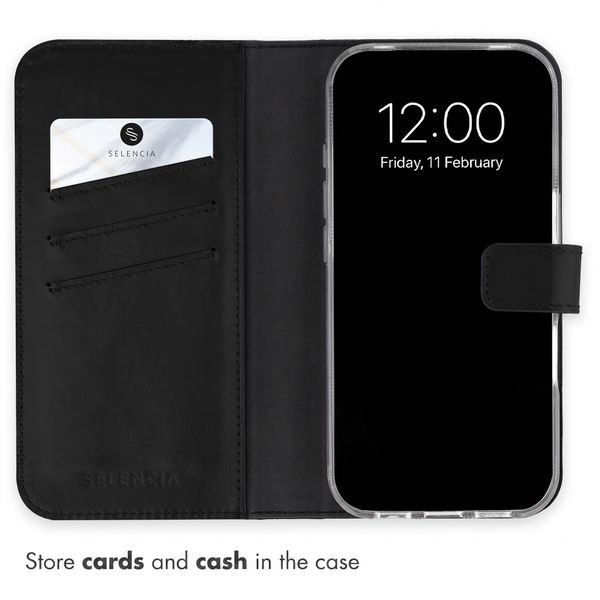 Selencia Genuine Leather Book Case Apple iPhone 18 Pro Max / 17 Pro Max - Black