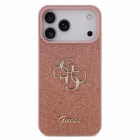 Guess 4G Metal Logo Glitter Backcover Apple iPhone 17 Pro Max - Roze