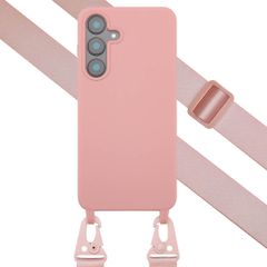 Selencia Siliconen hoesje met afneembaar koord Samsung Galaxy S25 FE - Sand Pink