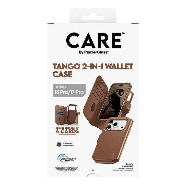 CARE by PanzerGlass Tango 2 in 1 Wallet Case MagSafe Apple iPhone 18 Pro / 17 Pro - Bruin