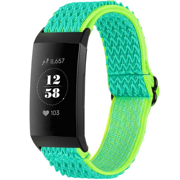 imoshion Elastisch nylon bandje Fitbit Charge 3 / 4 - Groen / Geel