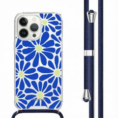 imoshion Design hoesje met koord Apple iPhone 14 Pro Max - Cobalt Blue Flowers Connect