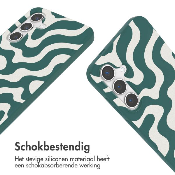 imoshion Siliconen design hoesje met koord Samsung Galaxy S24 - Petrol Green Groovy