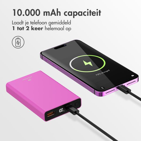 imoshion Ultra Series Aluminium Powerbank 10.000 mAh - Quick Charge en Power Delivery - Hot Pink