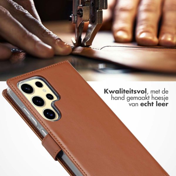 Selencia Echt Leren Bookcase Samsung Galaxy S25 Ultra - Lichtbruin