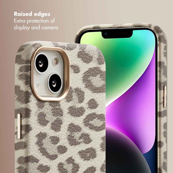 Selencia Sabi Back Cover Panther Print with MagSafe Apple iPhone 14 - Soft Ivory