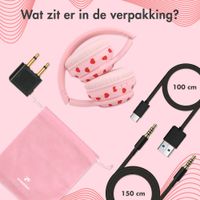 imoshion Draadloze Kinderkoptelefoon LED Light - Decibelbegrenzer - Met AUX kabel - Hartjes