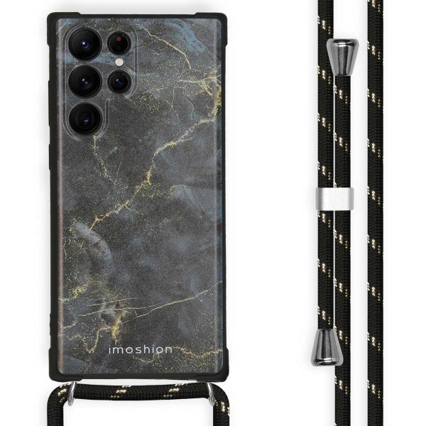 imoshion Design hoesje met koord Samsung Galaxy S22 Ultra - Black Marble