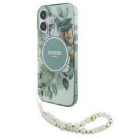 Guess MagSafe IML Flowers Case met beads strap Apple iPhone 16 - Green