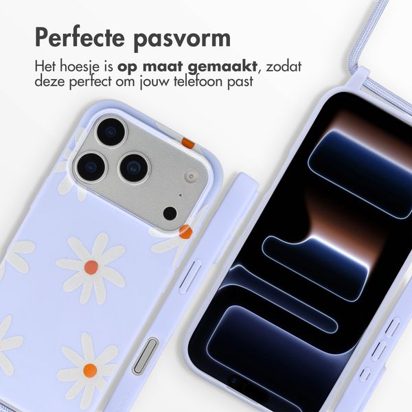 imoshion Siliconen design hoesje met koord Apple iPhone 17 Pro - Lila Flower Distance