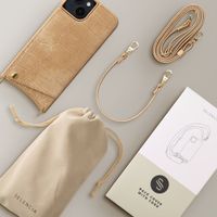 Selencia Nova Croco Telefoonhoes met Koord en Pashouder Apple iPhone 14 / 13 - Toasted Almond