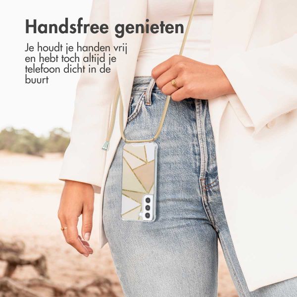 imoshion Design hoesje met koord Samsung Galaxy S21 FE - Beige Graphic