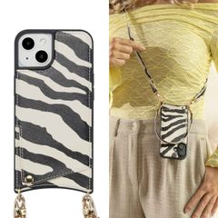 Selencia Nova Telefoonhoes met Koord en Pashouder Apple iPhone 14 / 13 - Zazzy Zebra