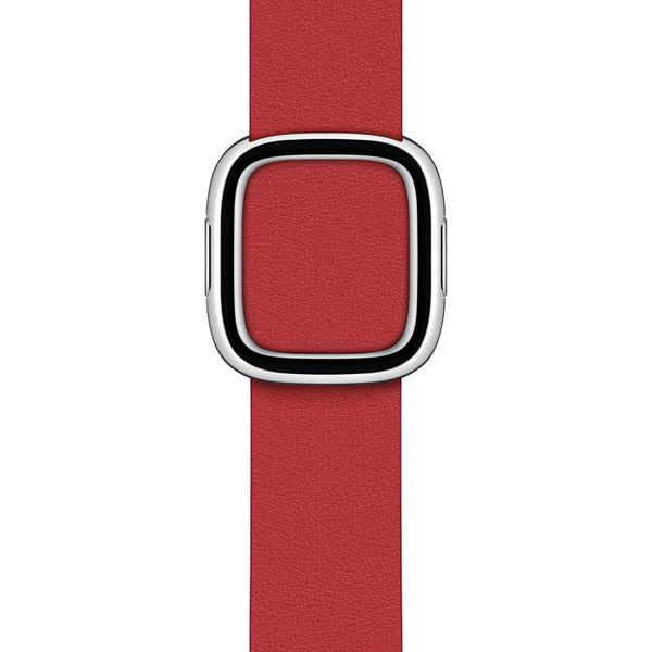 Apple Leather Band Modern Buckle Apple Watch Series 1 t/m 9 / SE (38/40/41 mm) | Series 10 / 11 (42 mm) - Maat L - Scarlet Red