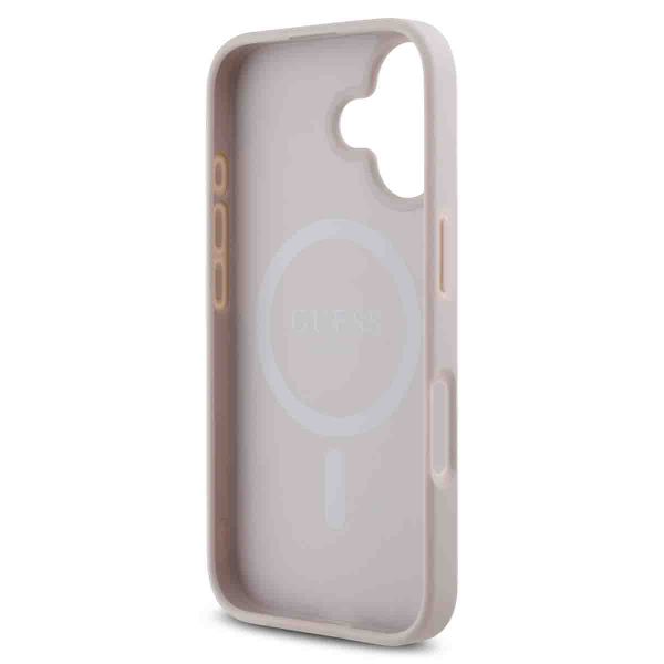 Guess 4G Metal Logo Backcover MagSafe iPhone 16 - Roze