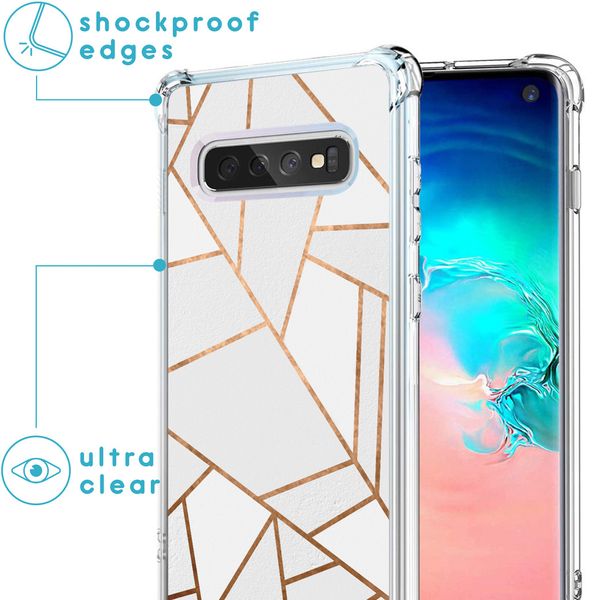 imoshion Design hoesje met koord Samsung Galaxy S10 - Grafisch Koper - Wit / Goud