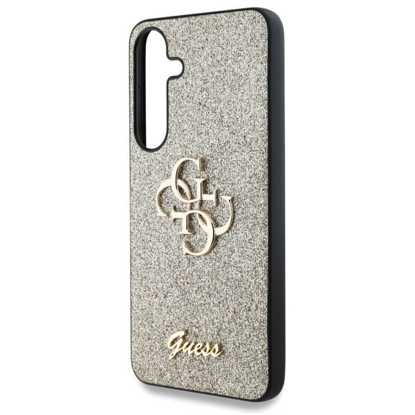 Guess 4G Metal Logo Glitter Backcover Samsung Galaxy S25 - Goud