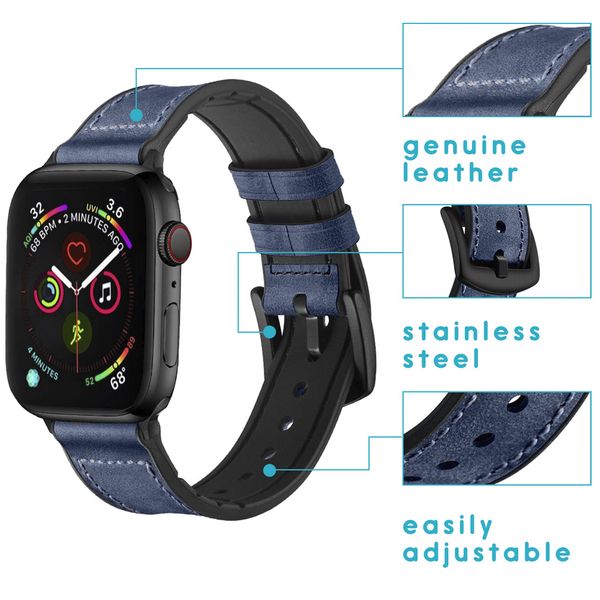 imoshion Echt lederen bandje Apple Watch Series 1 t/m 10 / SE / Ultra (2) (44/45/46/49 mm) - Blauw