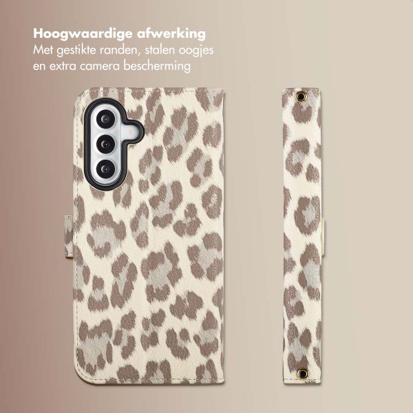Selencia Sabi Bookcase met Panterprint Samsung Galaxy A55 - Soft Ivory