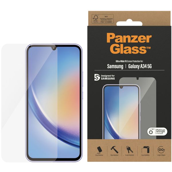 PanzerGlass Ultra-Wide Fit Anti-Bacterial Screenprotector Samsung Galaxy A34 (5G)