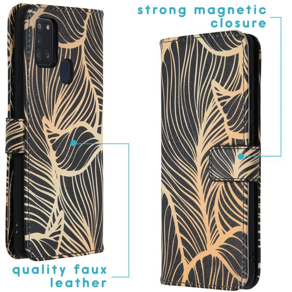 imoshion Design Softcase Bookcase Galaxy A21s - Golden Leaves