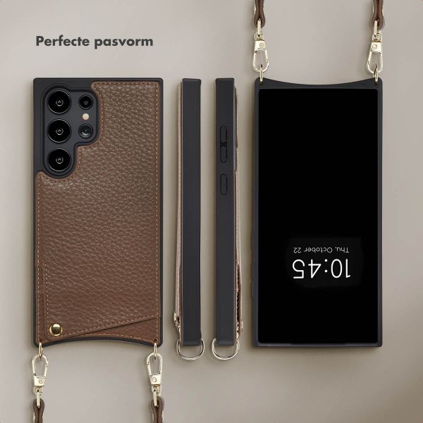 Selencia Nova Telefoonhoes met Koord en Pashouder Samsung Galaxy S24 Ultra - Mocha Brown