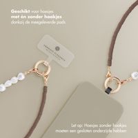 Selencia Telefoonkoorden set met Parels en Elastiekjes - Mocha Brown