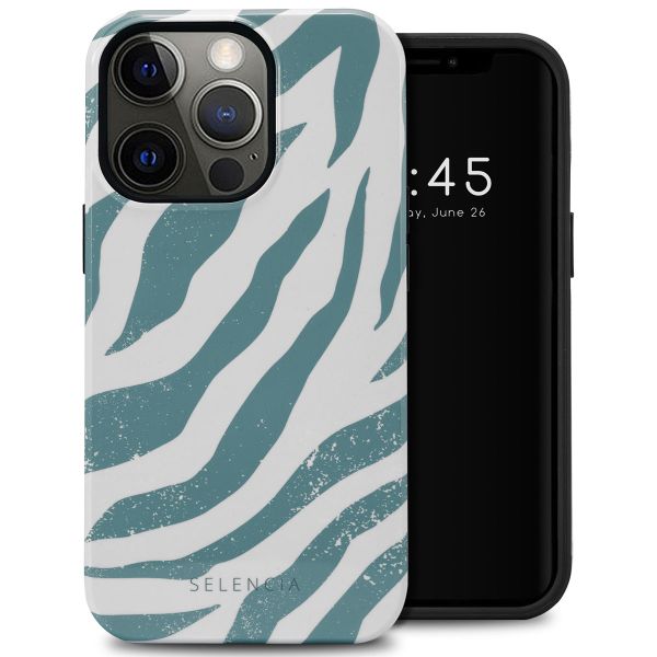 Selencia Vivid Tough Backcover iPhone 13 Pro - Colorful Zebra Pine Blue