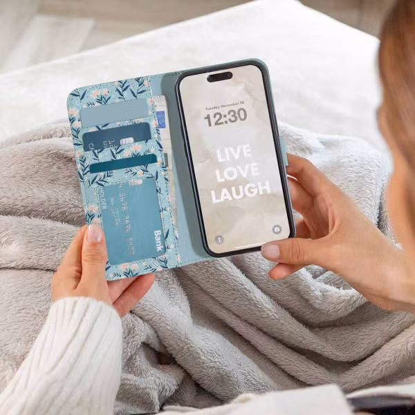 imoshion Design Bookcase Motorola Moto G34 - Blue Flowers
