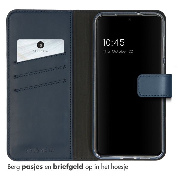 Selencia Echt Lederen Bookcase Samsung Galaxy S23 Plus - Blauw