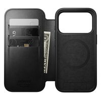 Nomad Modern Horween Leather Folio Bookcase met MagSafe Apple iPhone 17 Pro - Zwart