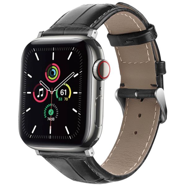 imoshion Lederen krokodil bandje Apple Watch Series 1 t/m 9 / SE (38/40/41 mm) | Series 10 (42 mm) - Zwart